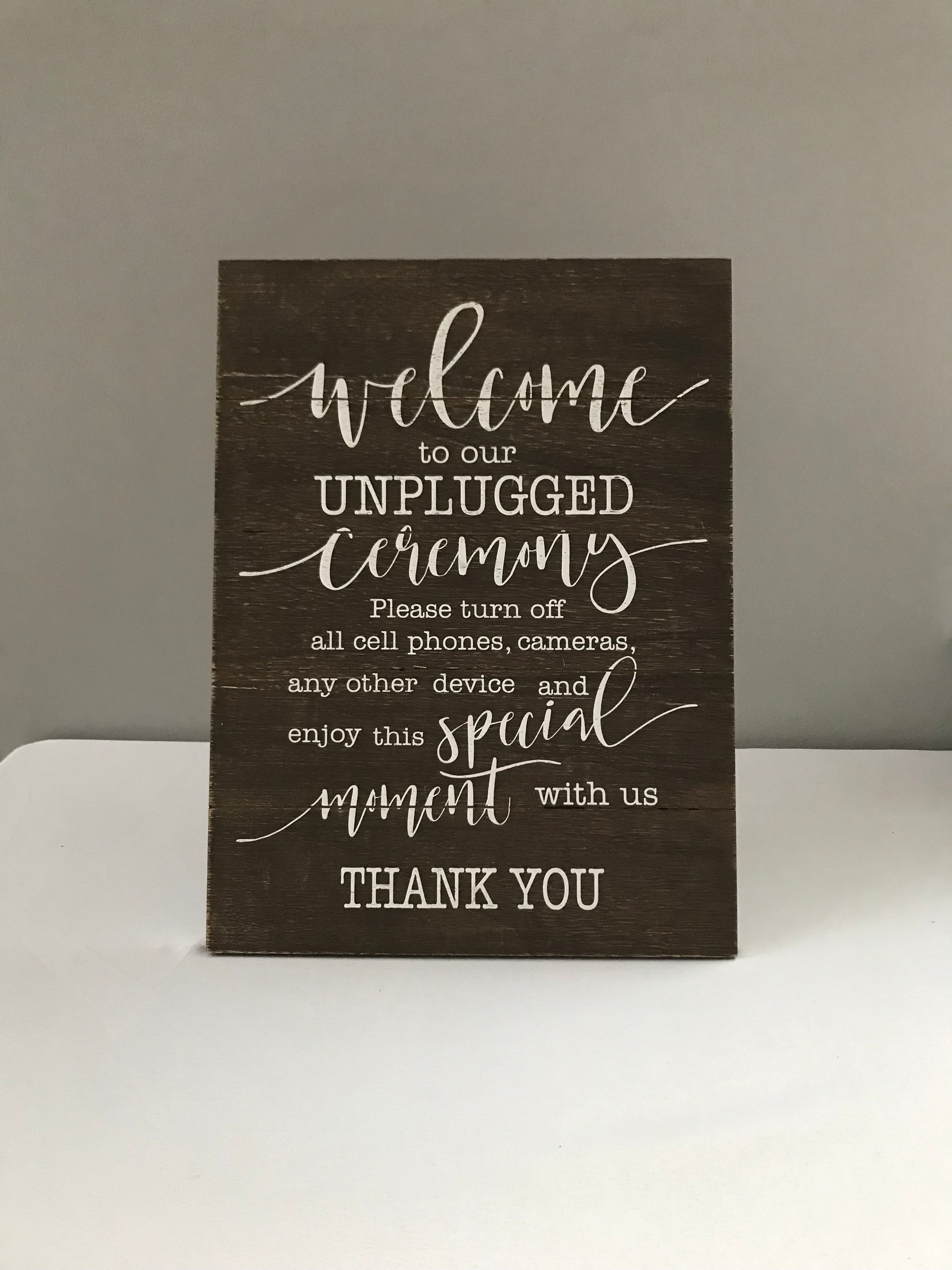 Wood Unplugged Ceremony Sign