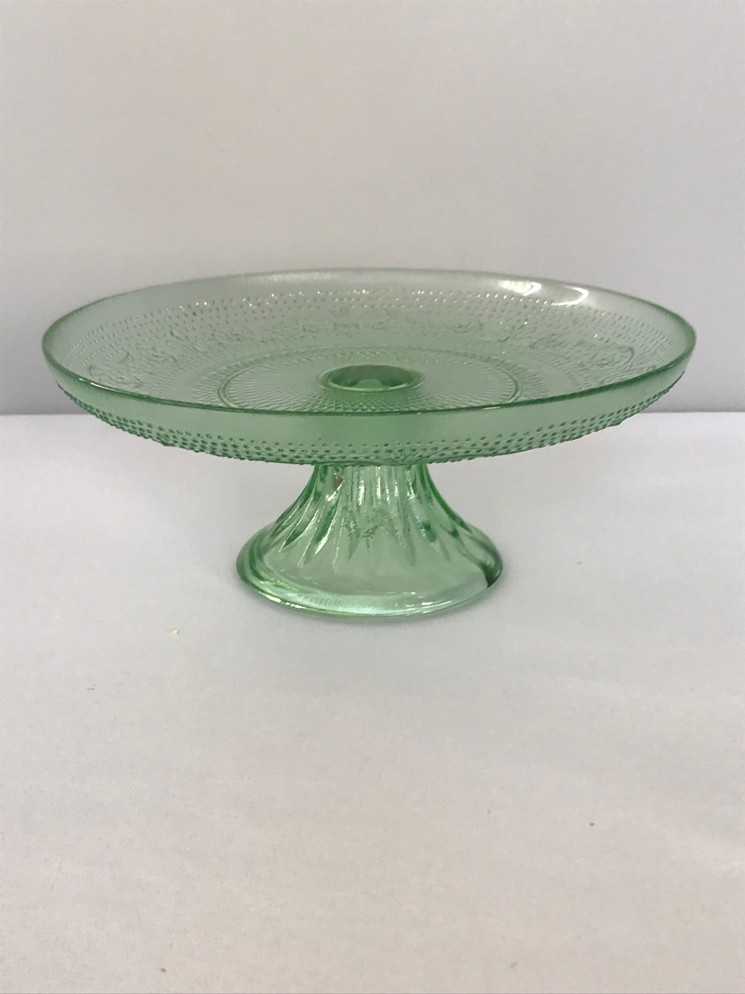Green Glass Cake Plate