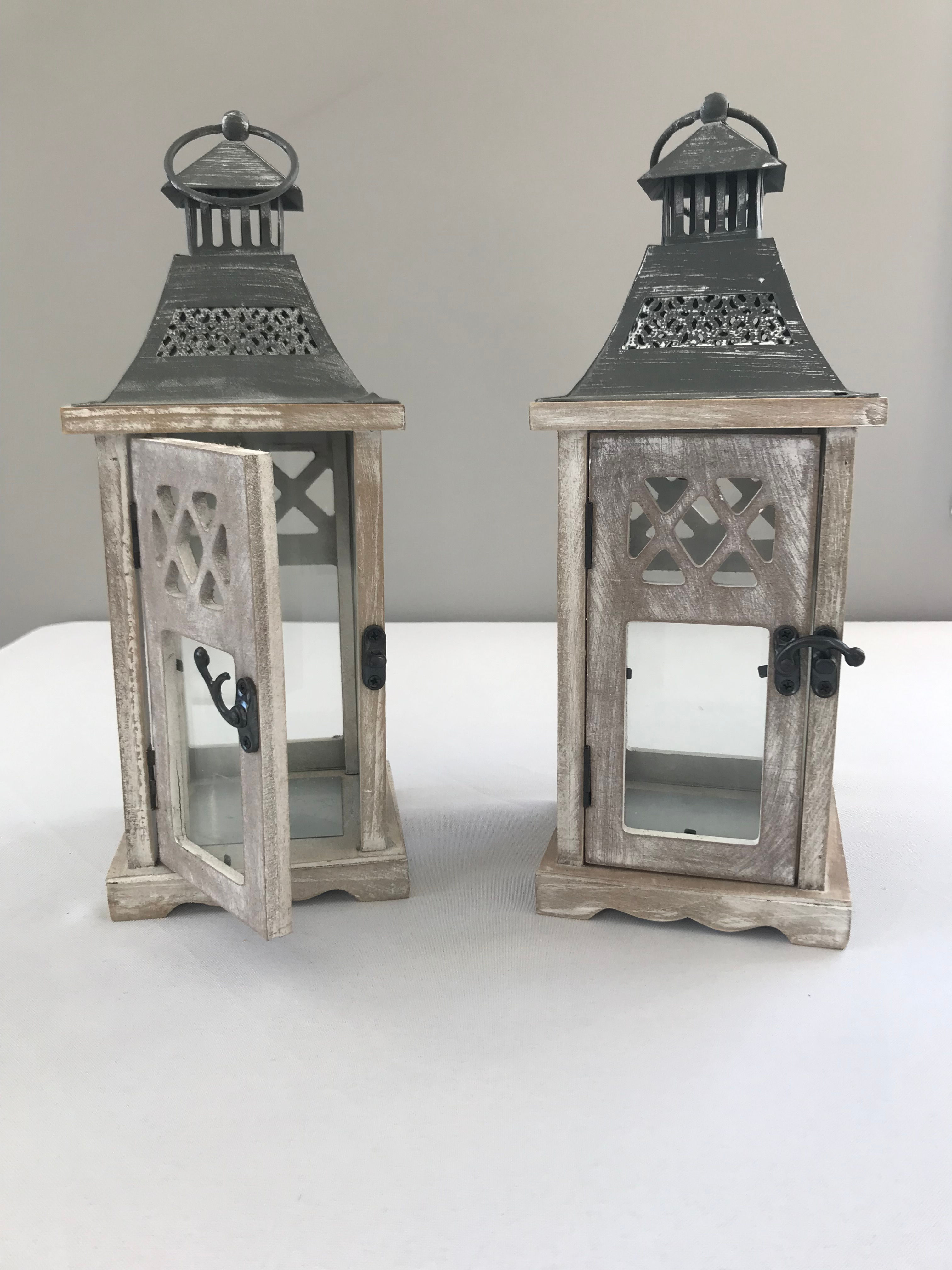 Medium White-washed Gray Lanterns