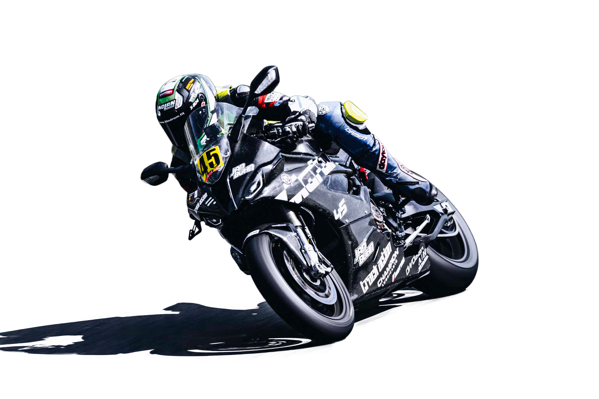 Motorrad in Schräglage auf dem Salzburgring, Rennszene 2024