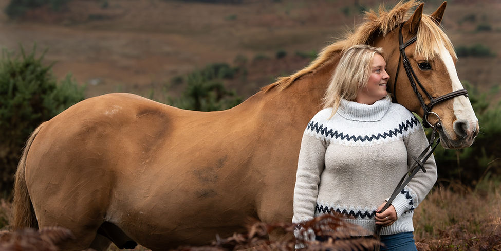 Horse and owner in the New Forest in Autumn taken by Belinda Dix Photography