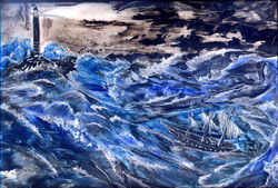 storm with silver waves
