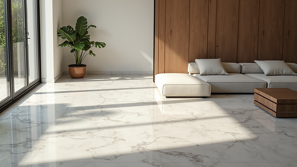 High angle view of a beautifully finished epoxy floor in a modern living space