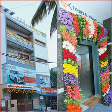 Inauguration Office front pictures of Bangalore's best employee transportation services (ETS) company, GK Tours and Travels
