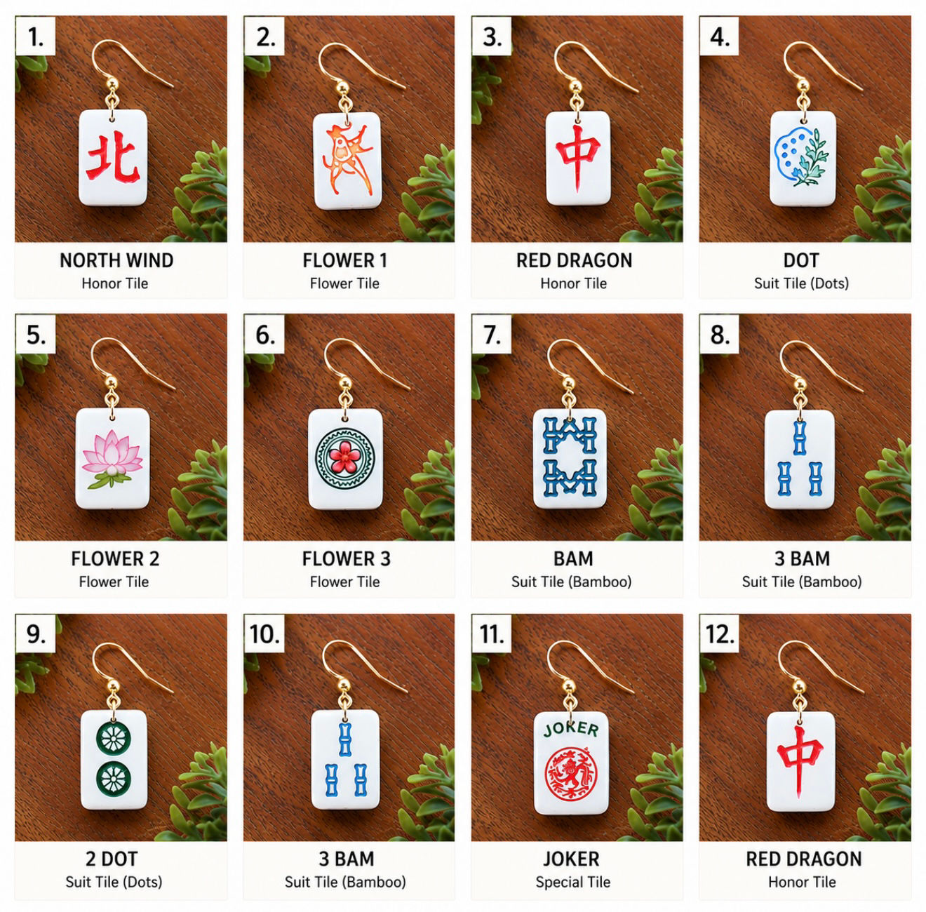 Mahjong Tile Earrings