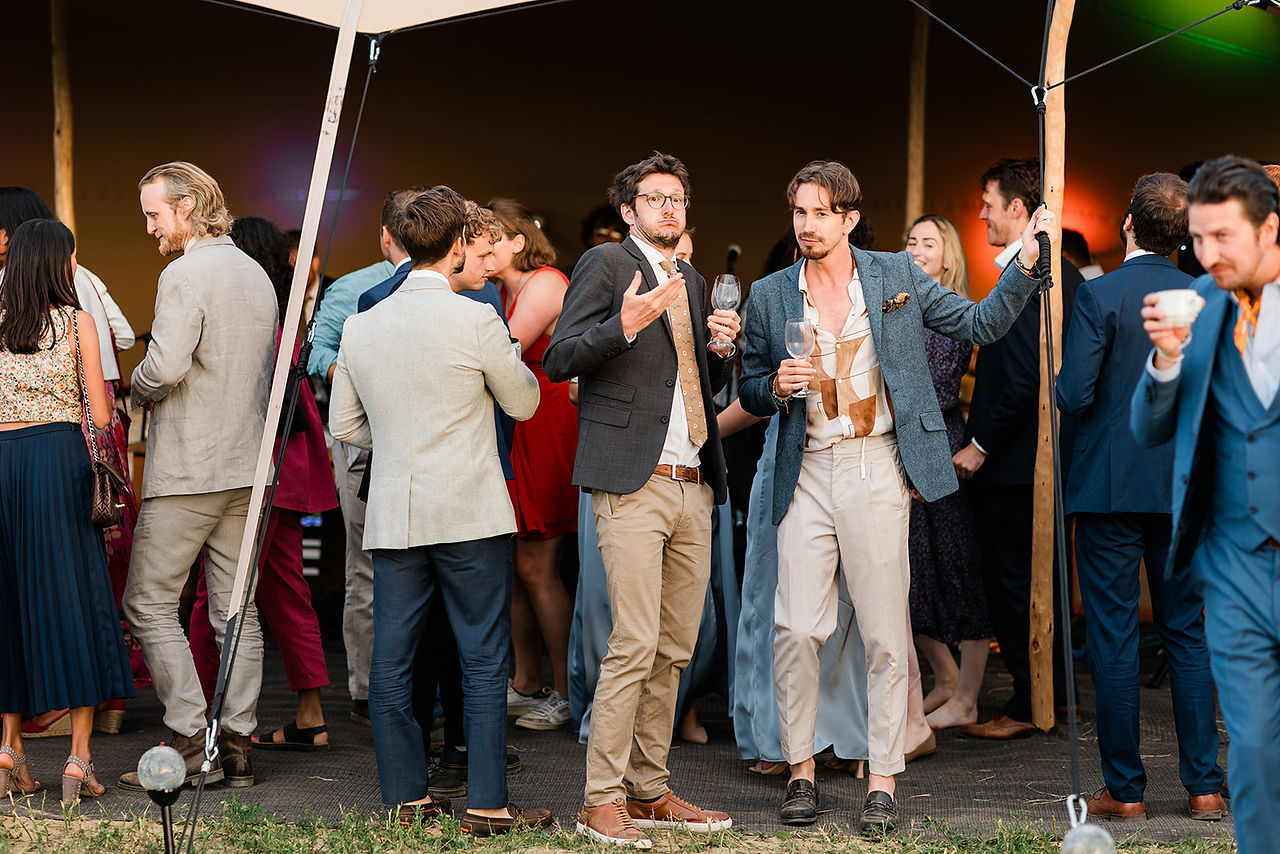 Guests enjoying a festival wedding party.