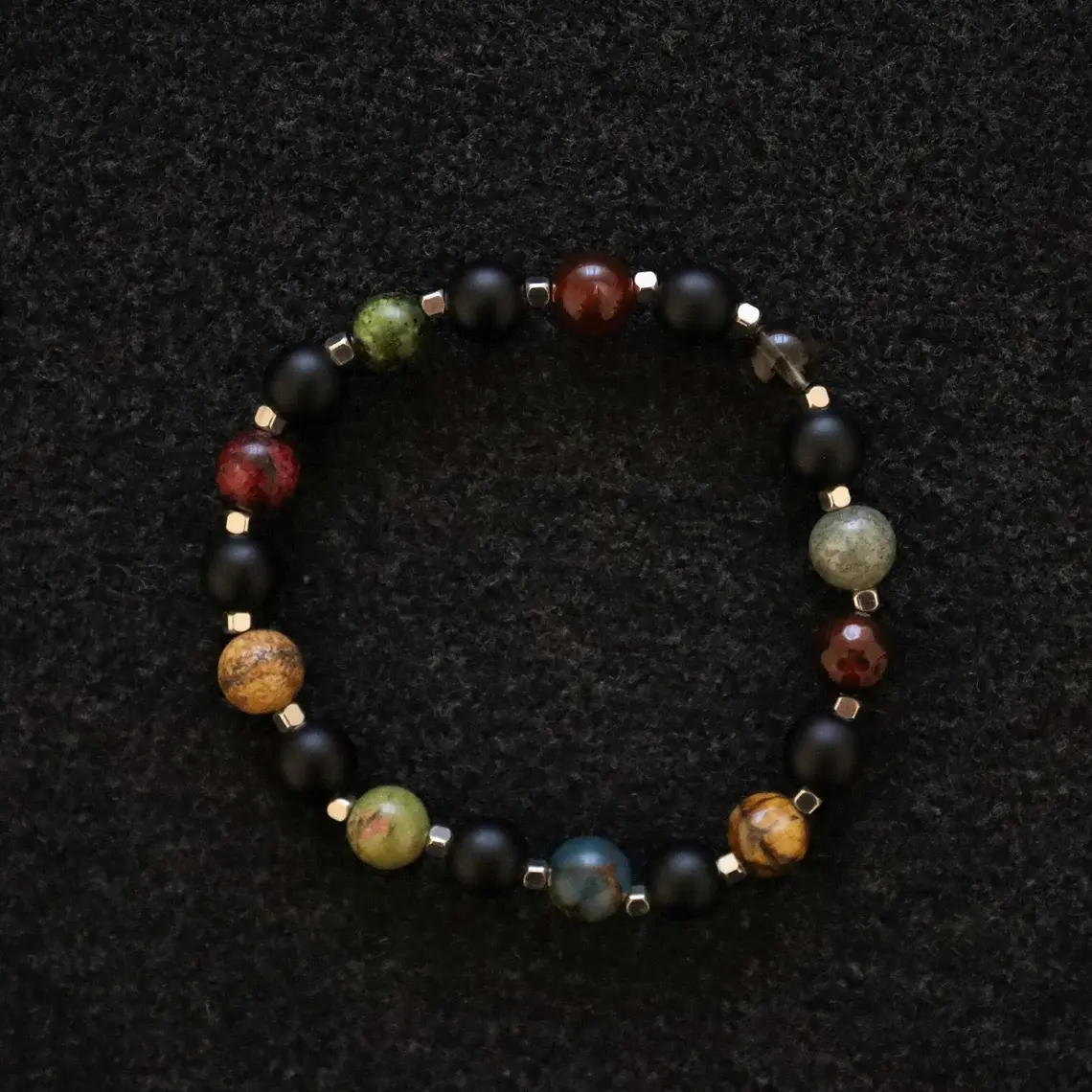 top view of  chakra crystal bracelet