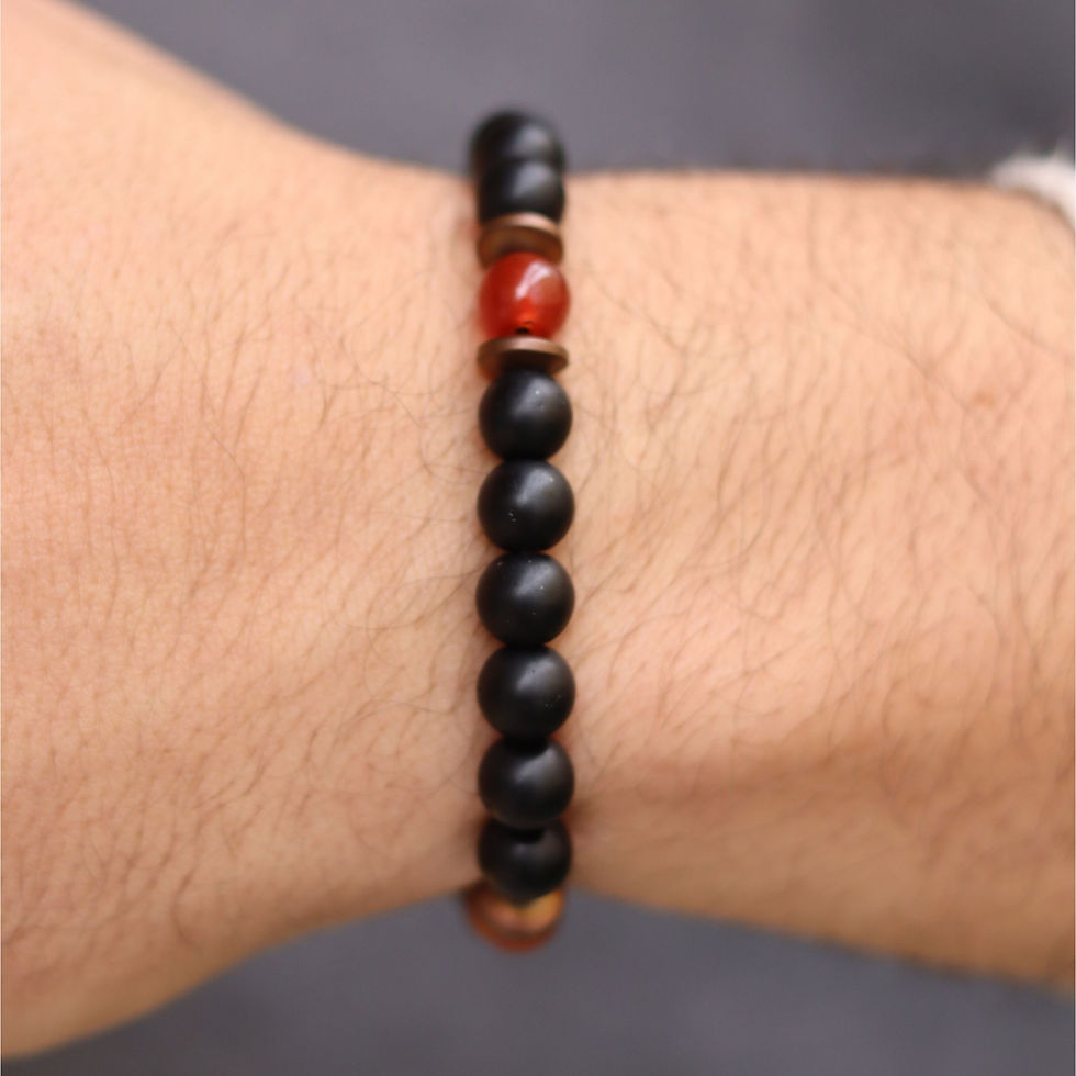 Thumbnail: Agate  and Matte Black Onyx with Balance Bracelet 2
