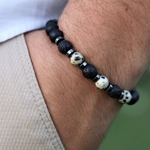 Dalmatian Jasper, Hematite and Lava Ncs Jewelry Art