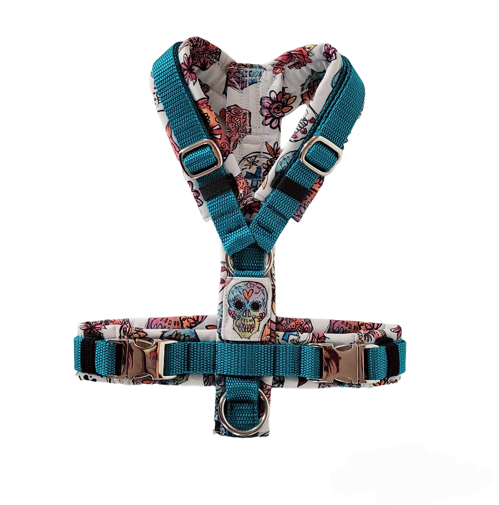 Miniaturbild: Hundegeschirr "Sugar Skulls  Weiss"  Grösse XS
