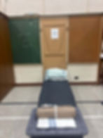 A bed in an overnight shelter