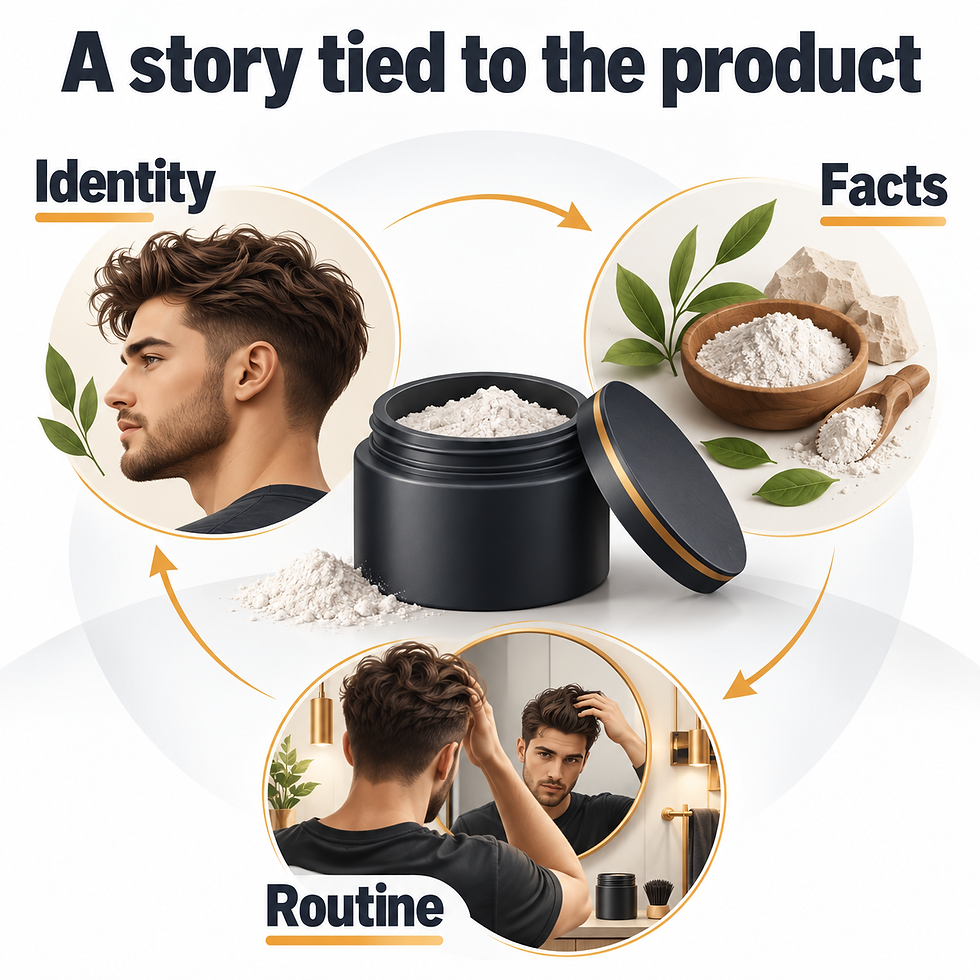 A brand story should connect identity, product detail, and use rather than repeat a slogan