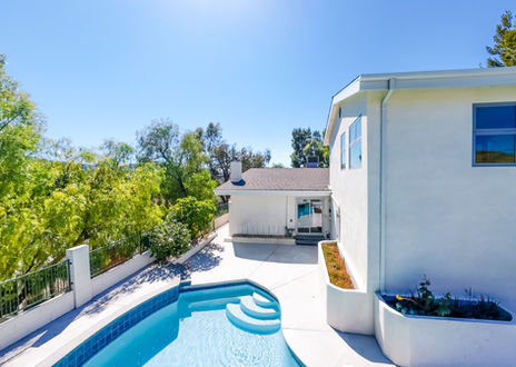 Ariel Back View of of 4715 Burgundy Rd home and lot, Los Angeles real estate photography by MindOfDerby