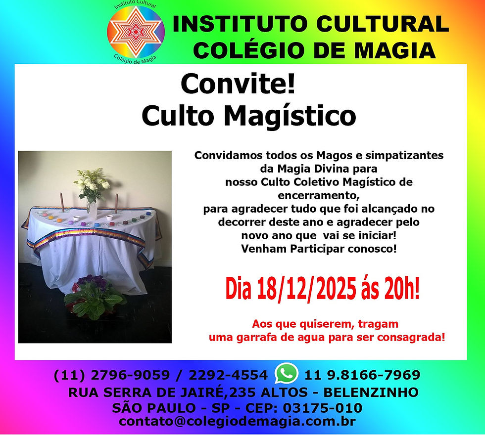 Convite aberto a todos para o nosso culto magístico de encerramento