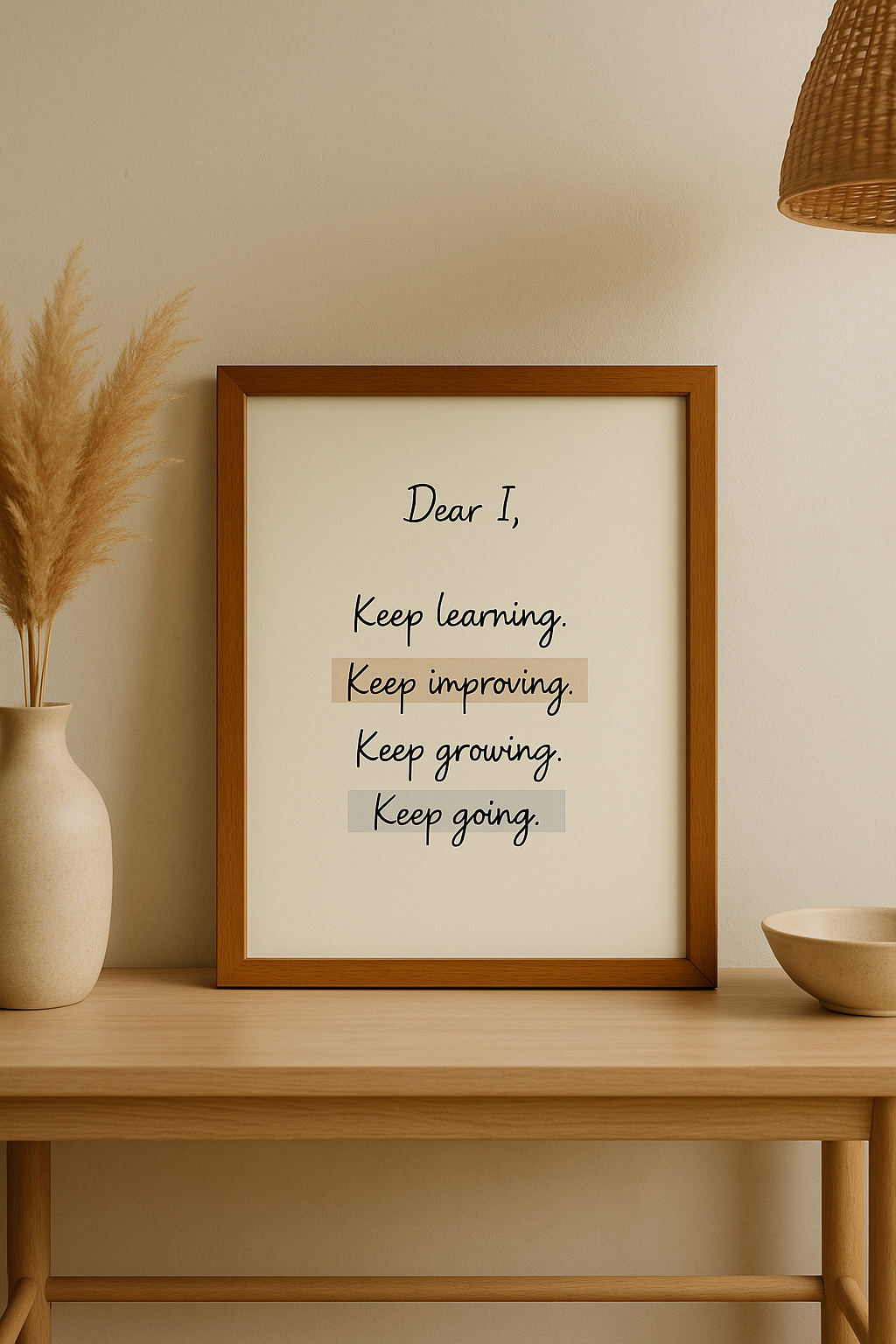 Dear I, Keep Learning, Keep Improving... - Motivational Photo Frame 