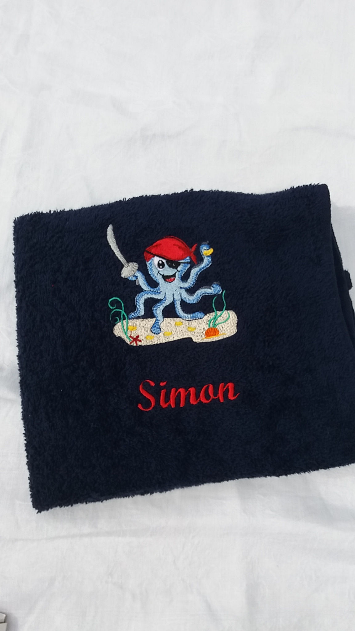 Serviette brodée 50x100cm avec un prénom, message, ou motif