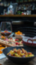 Drinks, Wine, Food and Flatbread Pizza