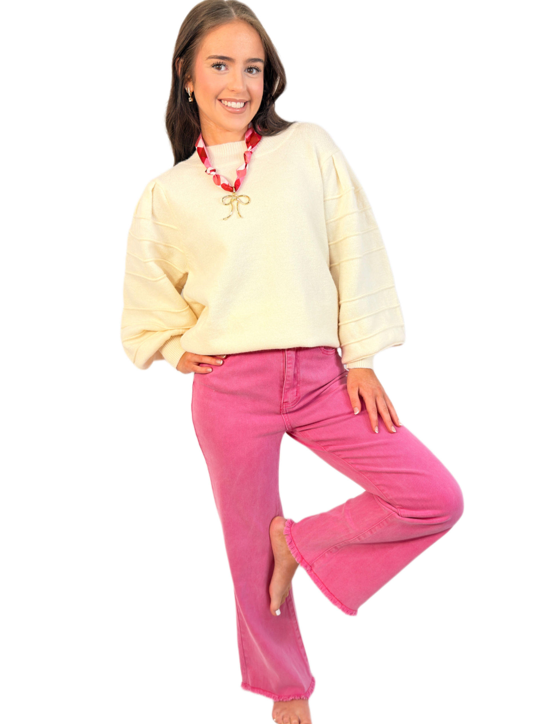 Hot Pink Frayed Jeans