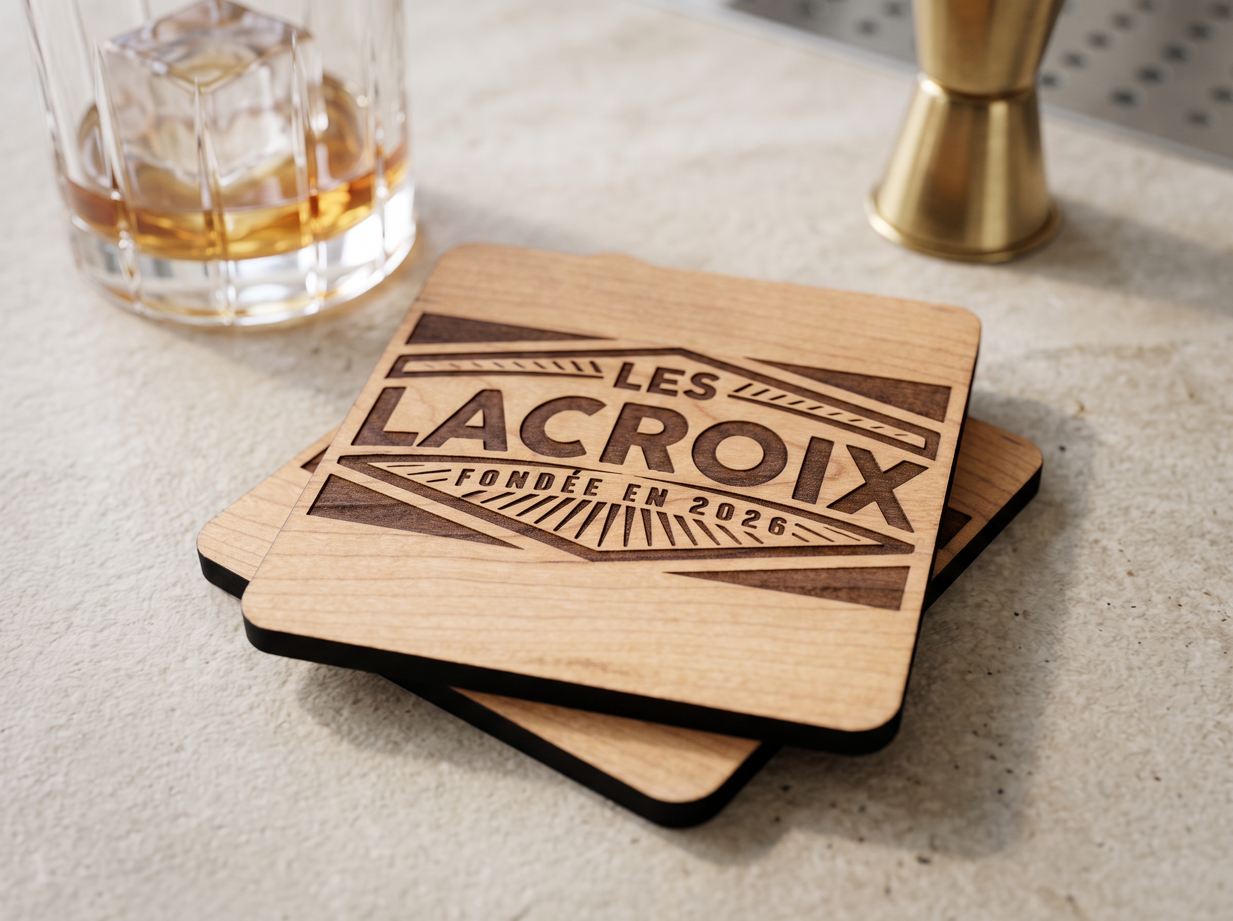 Personalized Wooden Coasters | Family Name | Established #1