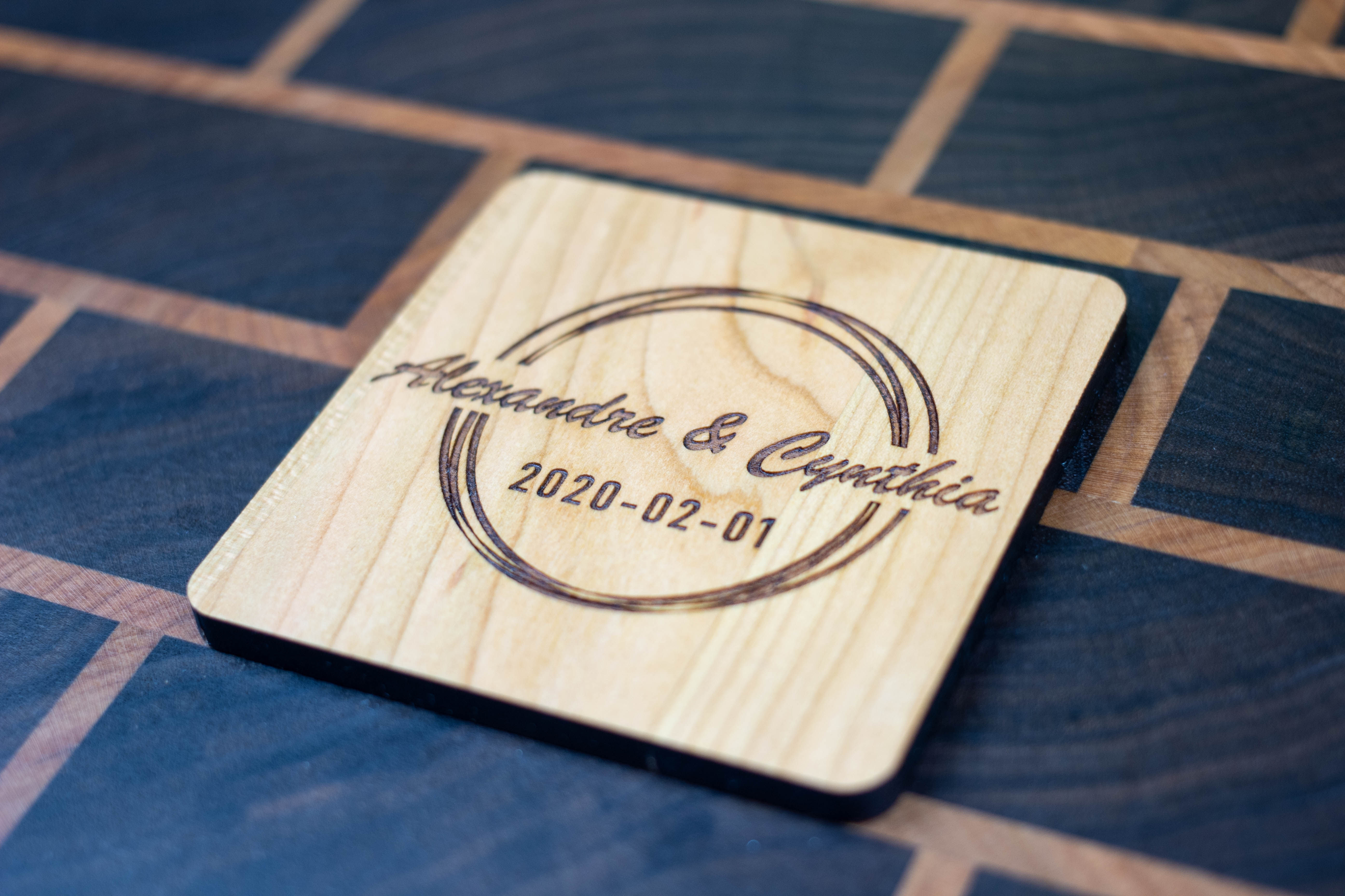 Personalized Wooden Coasters - Wedding - Modern 05