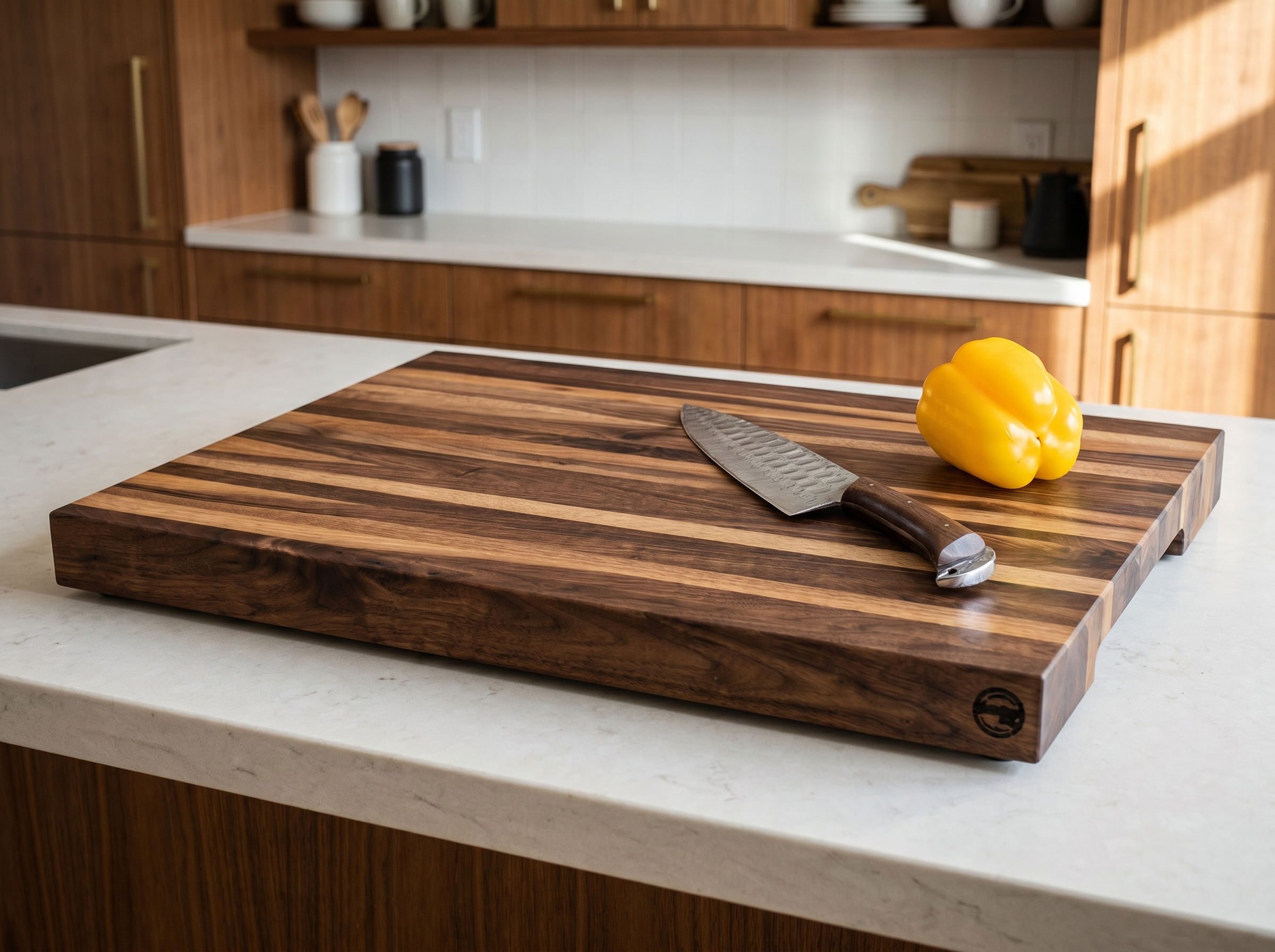 Rustic Black Walnut - Edge Grain Cutting Board - 22" X 15-1/2" X 1-3/4""