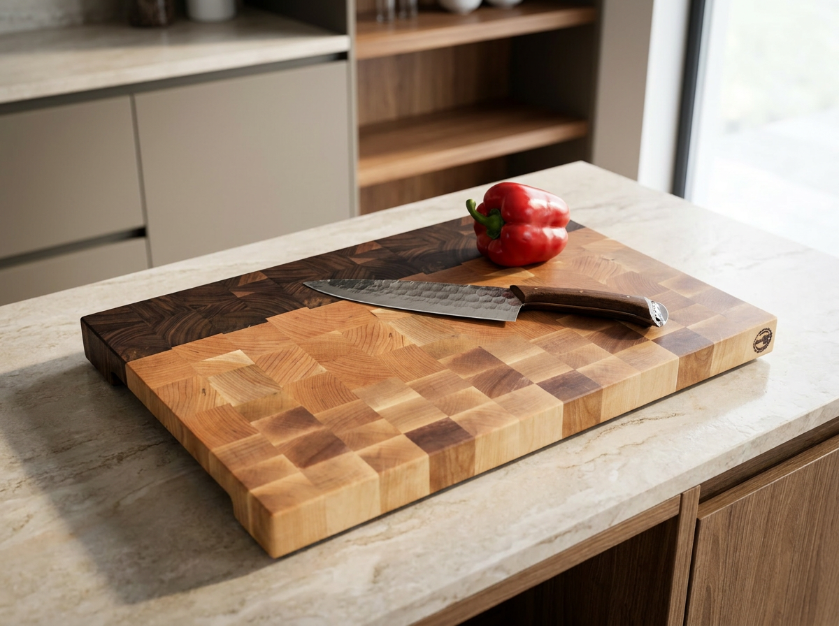 Mixed - Gradient - End Grain Cutting Board - 20" X 12-3/8" X 1-1/2"
