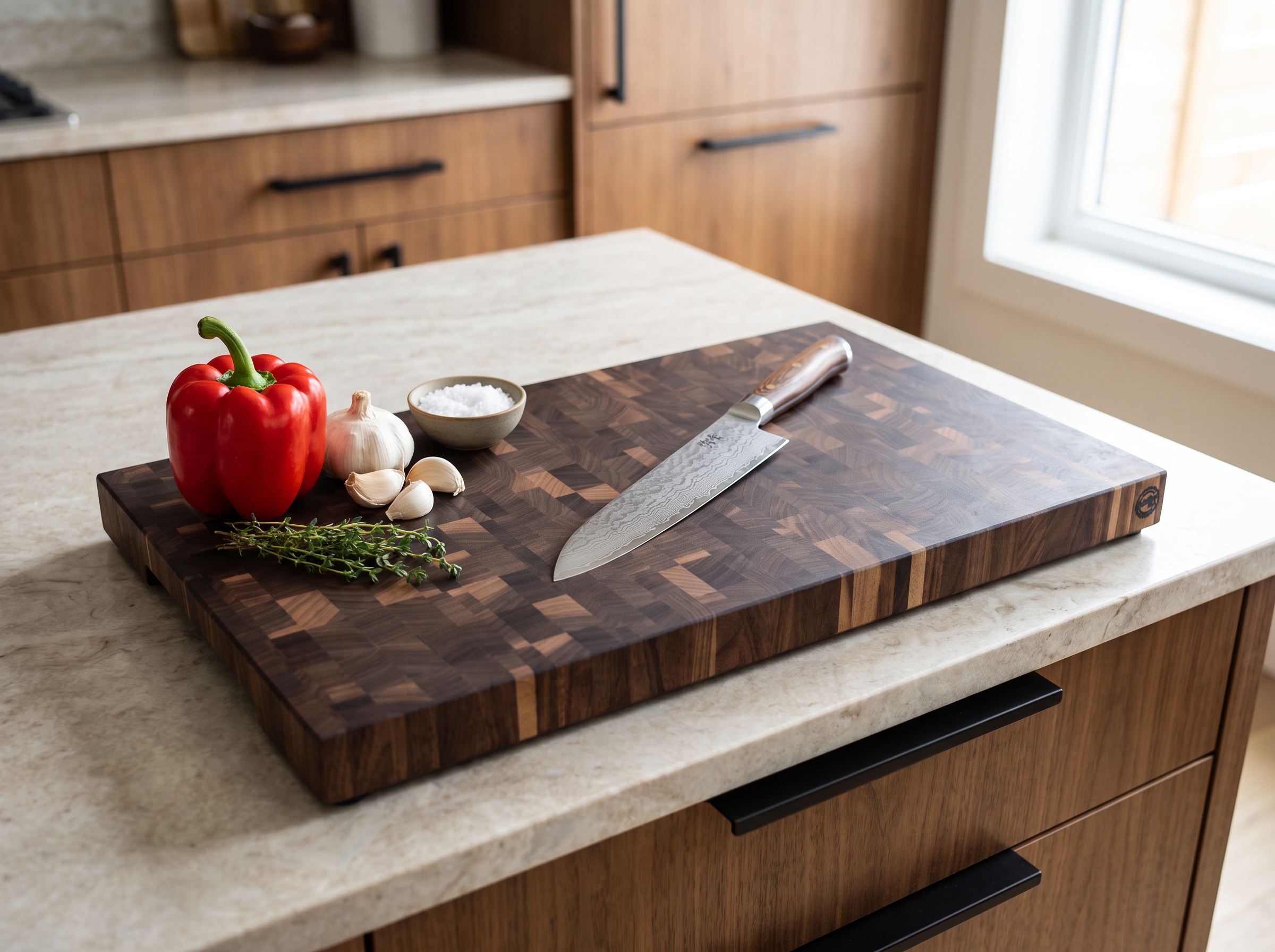 Black Walnut - End Grain Cutting Board - 25-3/8" X 14-3/4" X 1-3/4"