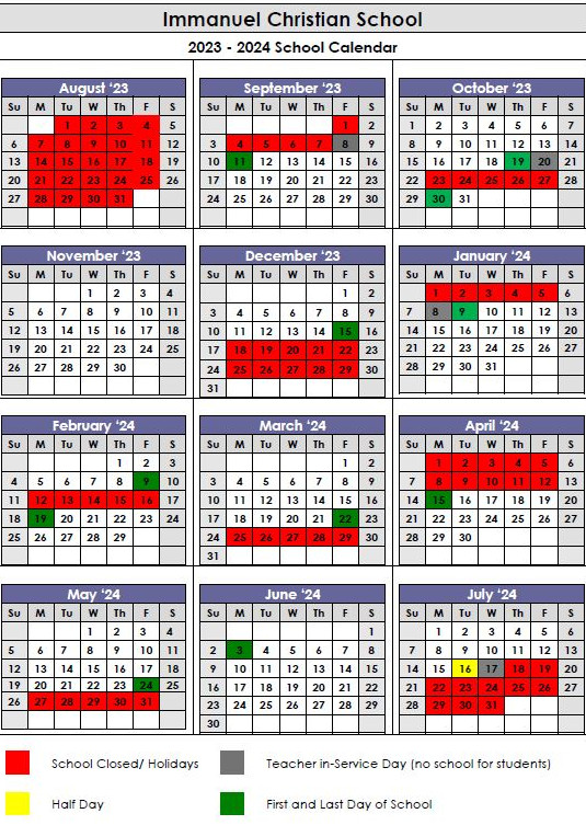 TERM DATES 2023-2024 | Immanuelschool