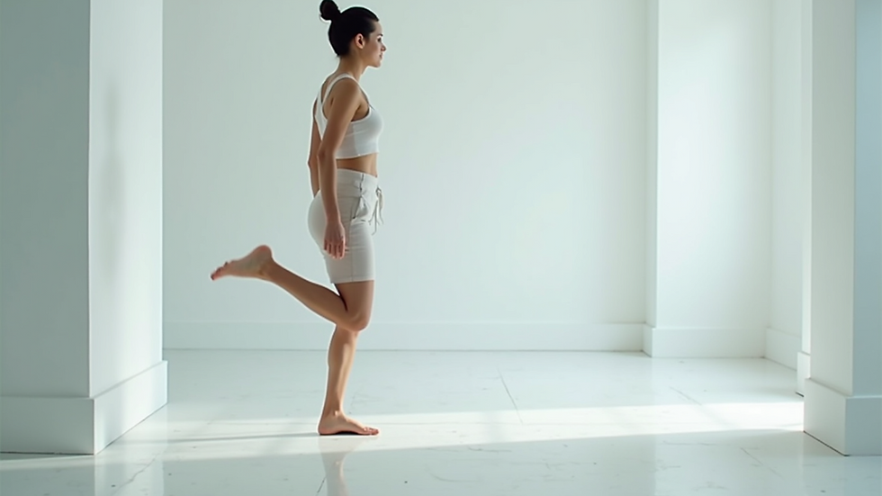 Eye-level view of a person performing the Single-Leg Stance Test