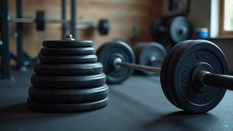 Close-up view of a weightlifting plate stacked on a barbell
