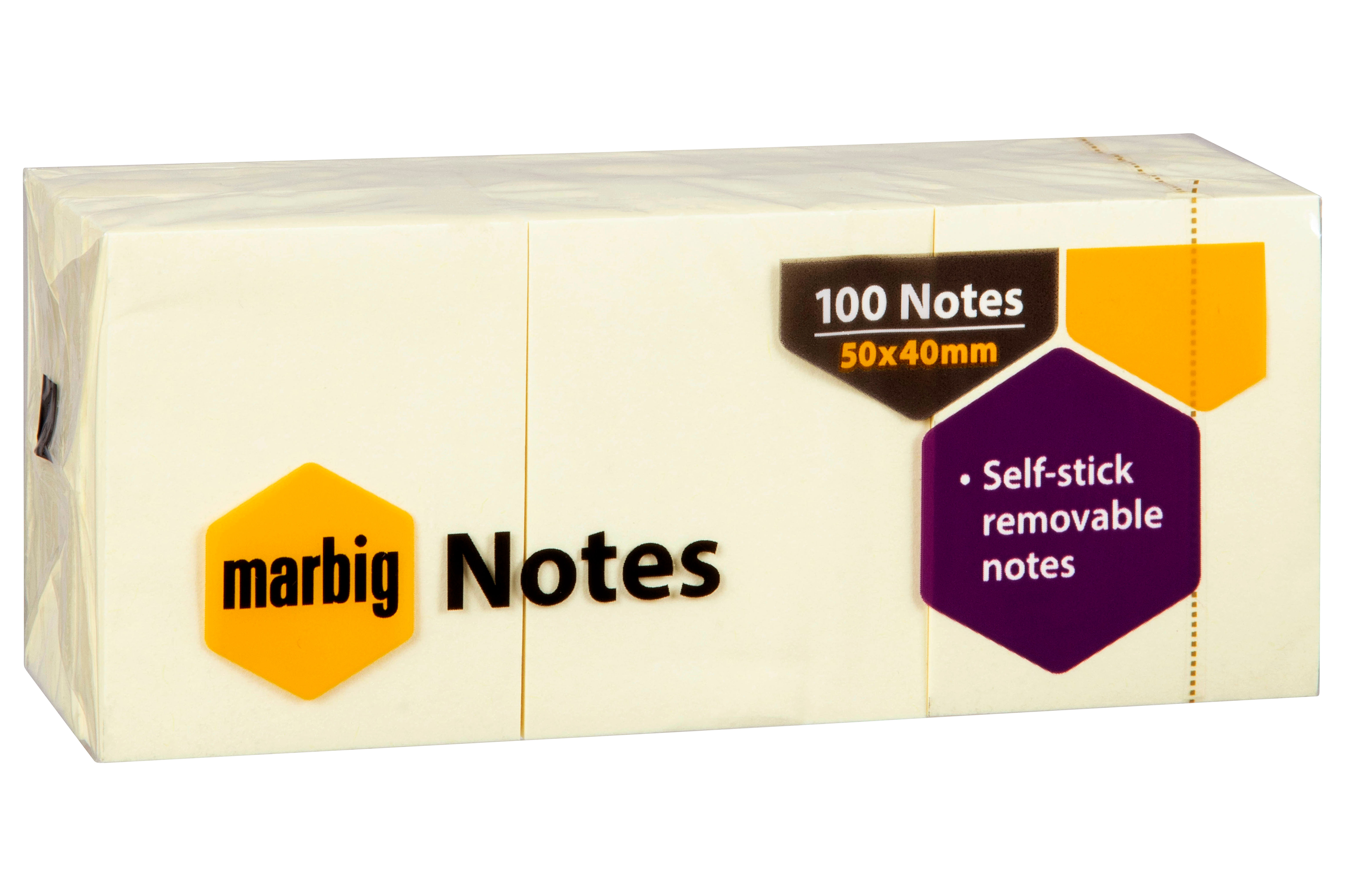 MARBIG® NOTES YELLOW 40X50MM PACK OF 12 PADS