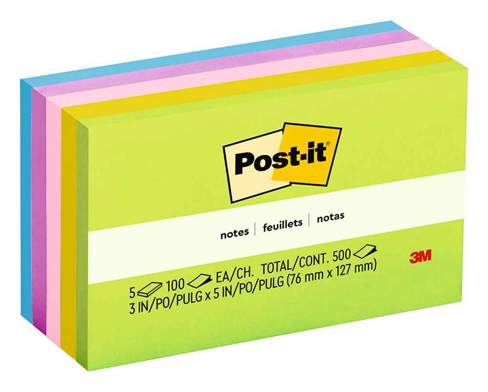 NOTES POST-IT 655-5UC 73X123MM JAIPUR ASST PK5