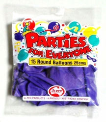 BALLOONS ALPEN 25CM PURPLE 15'S