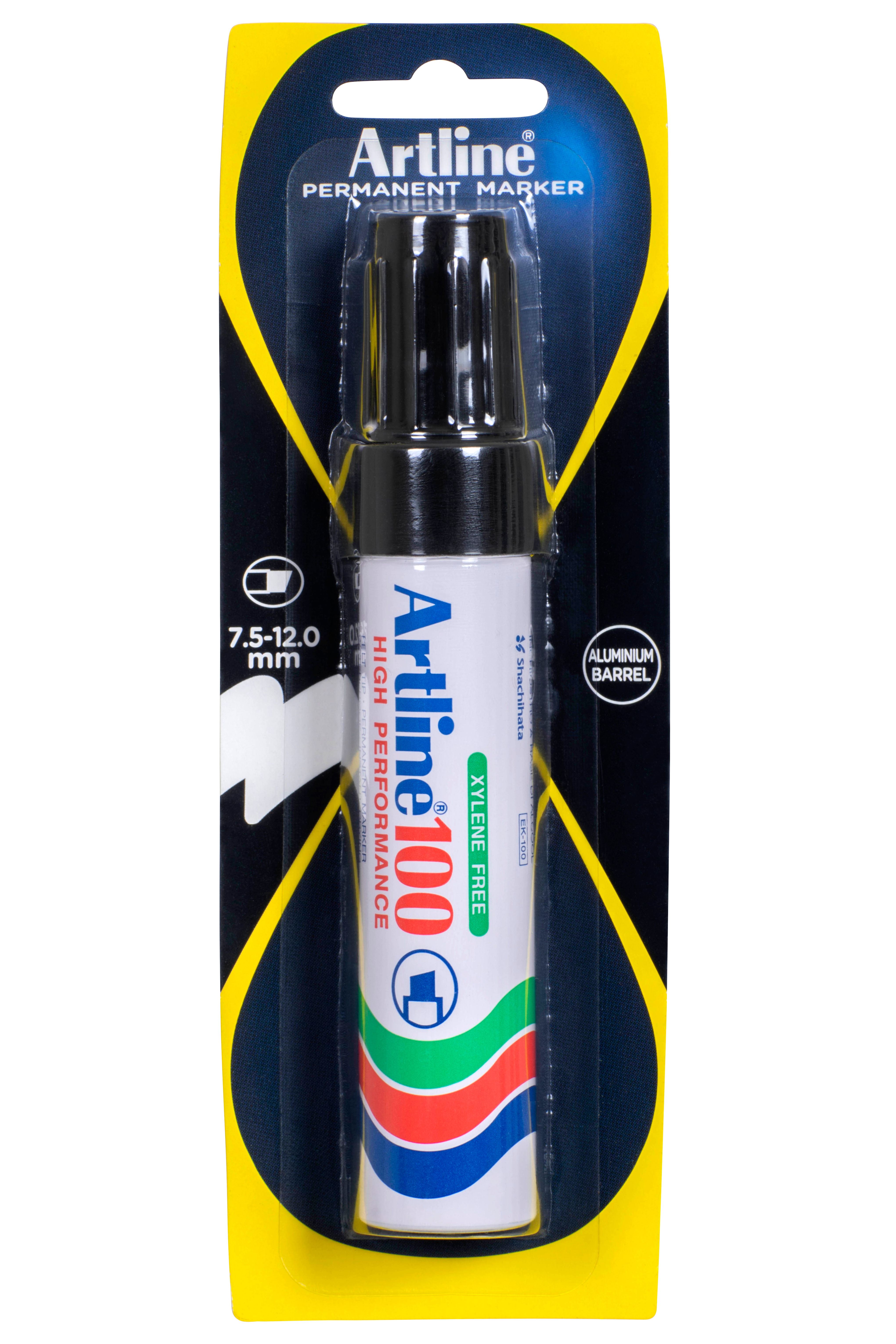 ARTLINE 100 PERMANENT MARKER 12MM CHISEL NIB BLACK HS