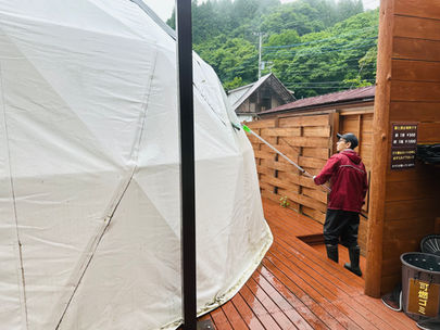 雨を利用して😊