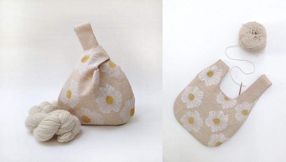 Block Printed Japanese Knot Bag