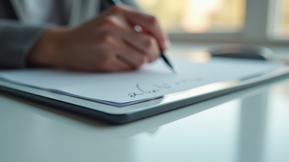 Close-up view of a digital signature pad