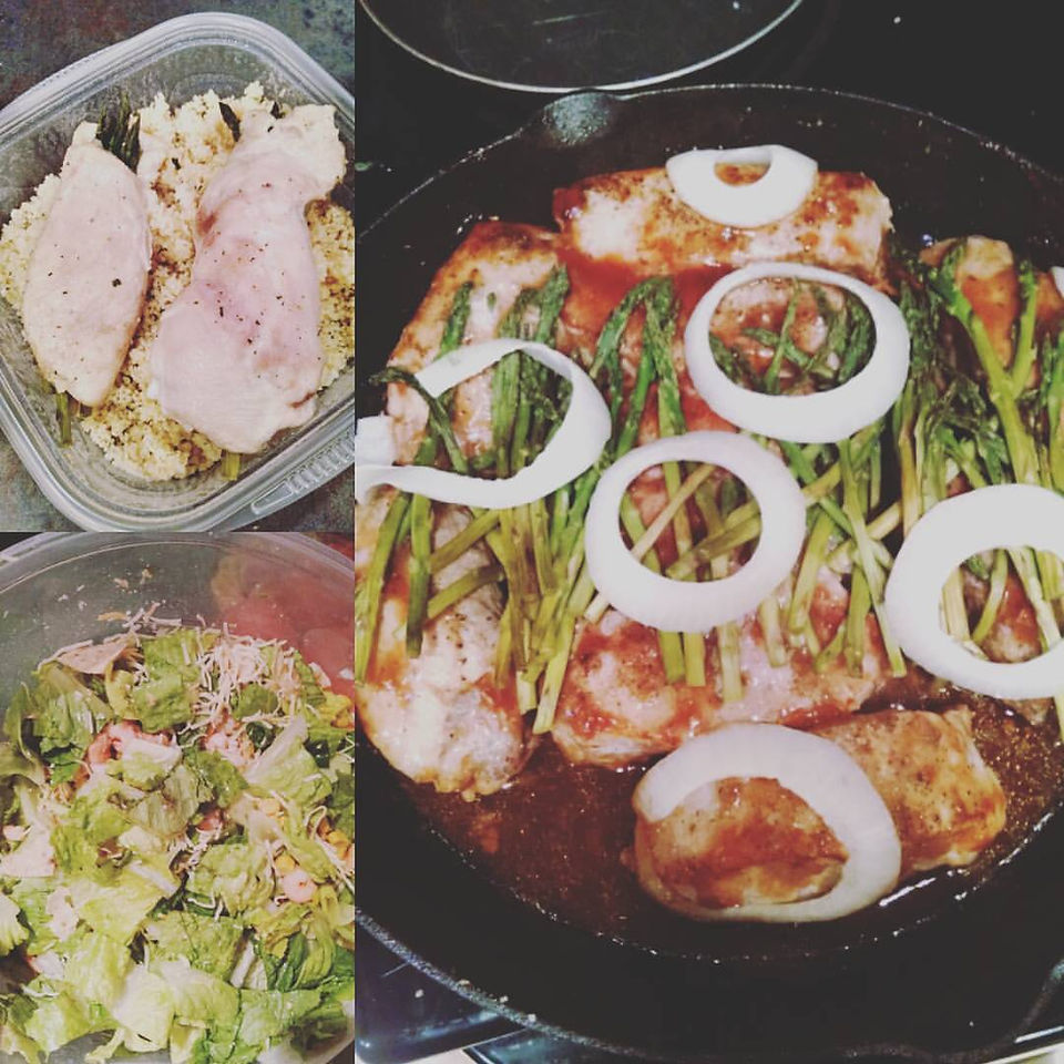 meat and salad meal prep