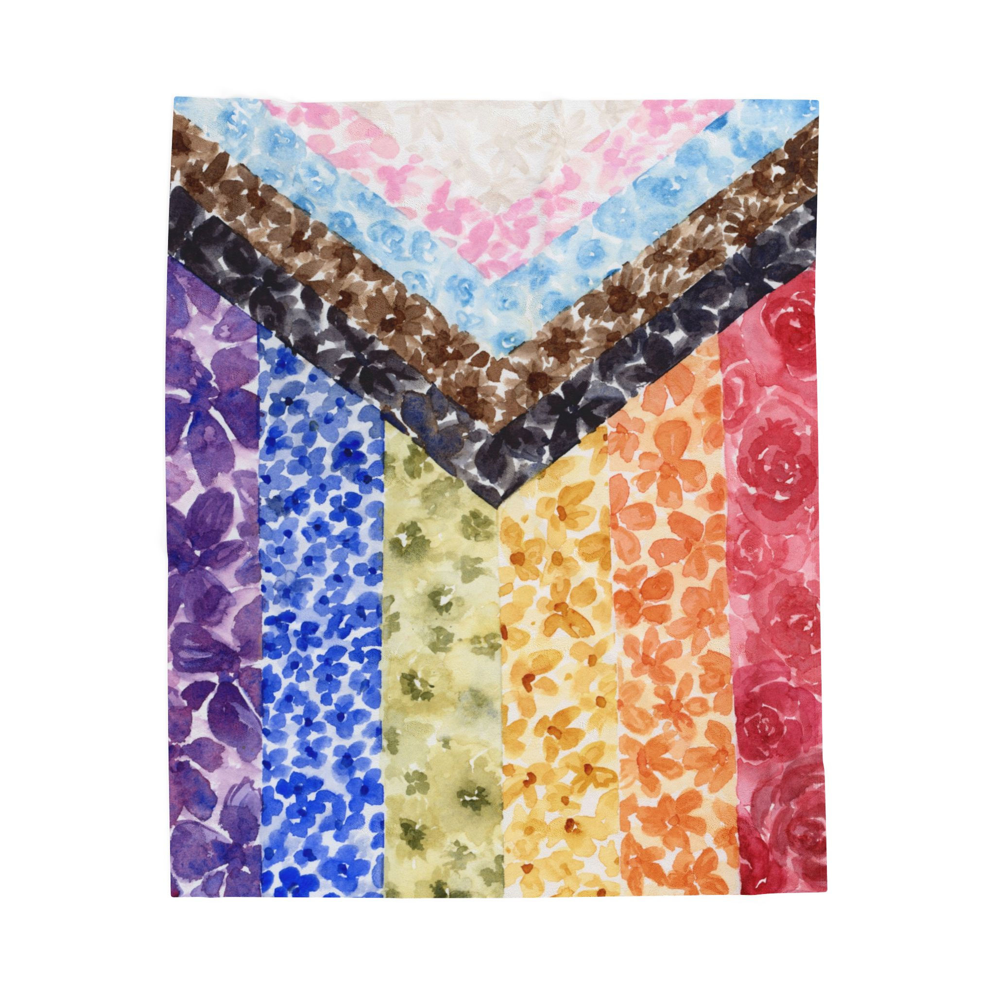 Floral Progress Flag Velveteen Plush Blanket