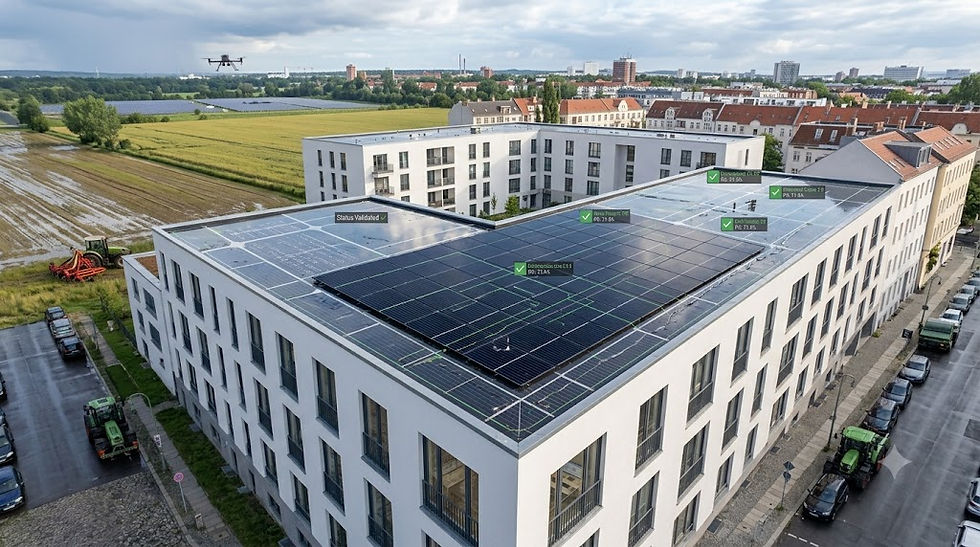 Gesetzeskonforme Einhaltung der Solarpflicht in Berlin durch eine Photovoltaikanlage auf einem modernen Wohngebäude.