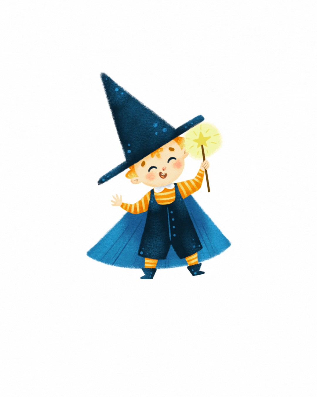 A child holding a wand with numbers around him