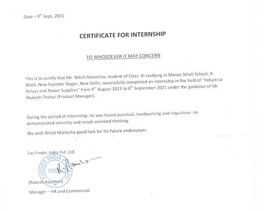 Internship at Finder India Pvt. Ltd.