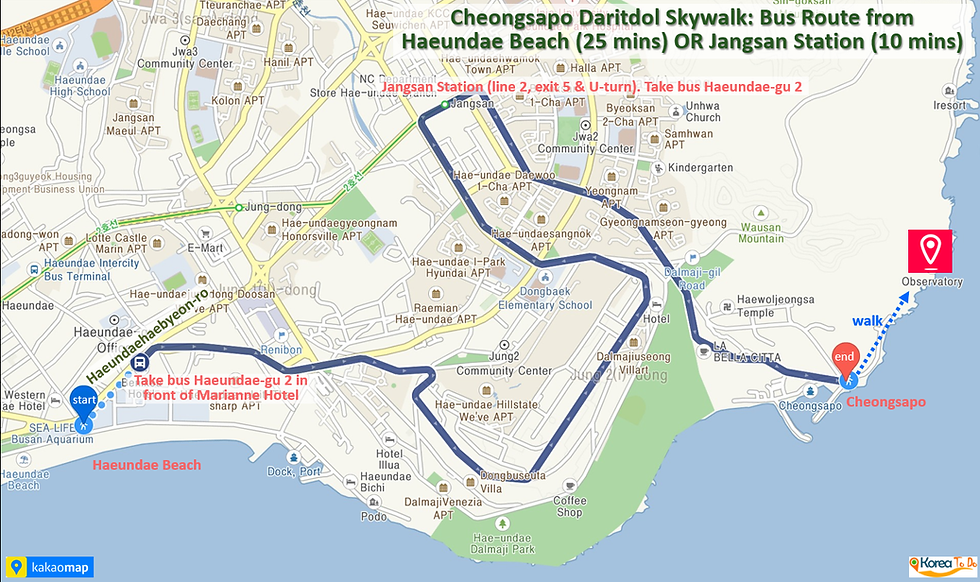Cheongsapo Daritdol Skywalk - Bus Route from Haeundae Beach or Jangsan Station to Cheongsapo | KoreaToDo