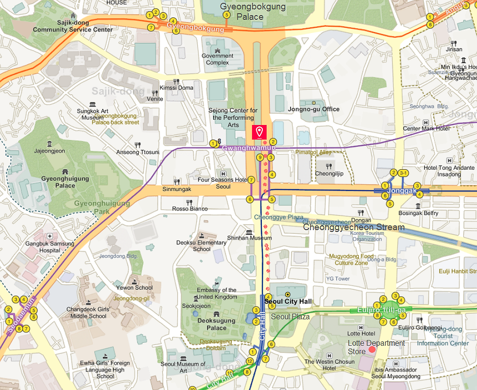Getting to Gwanghwamun Square & Location Map | Seoul, South Korea