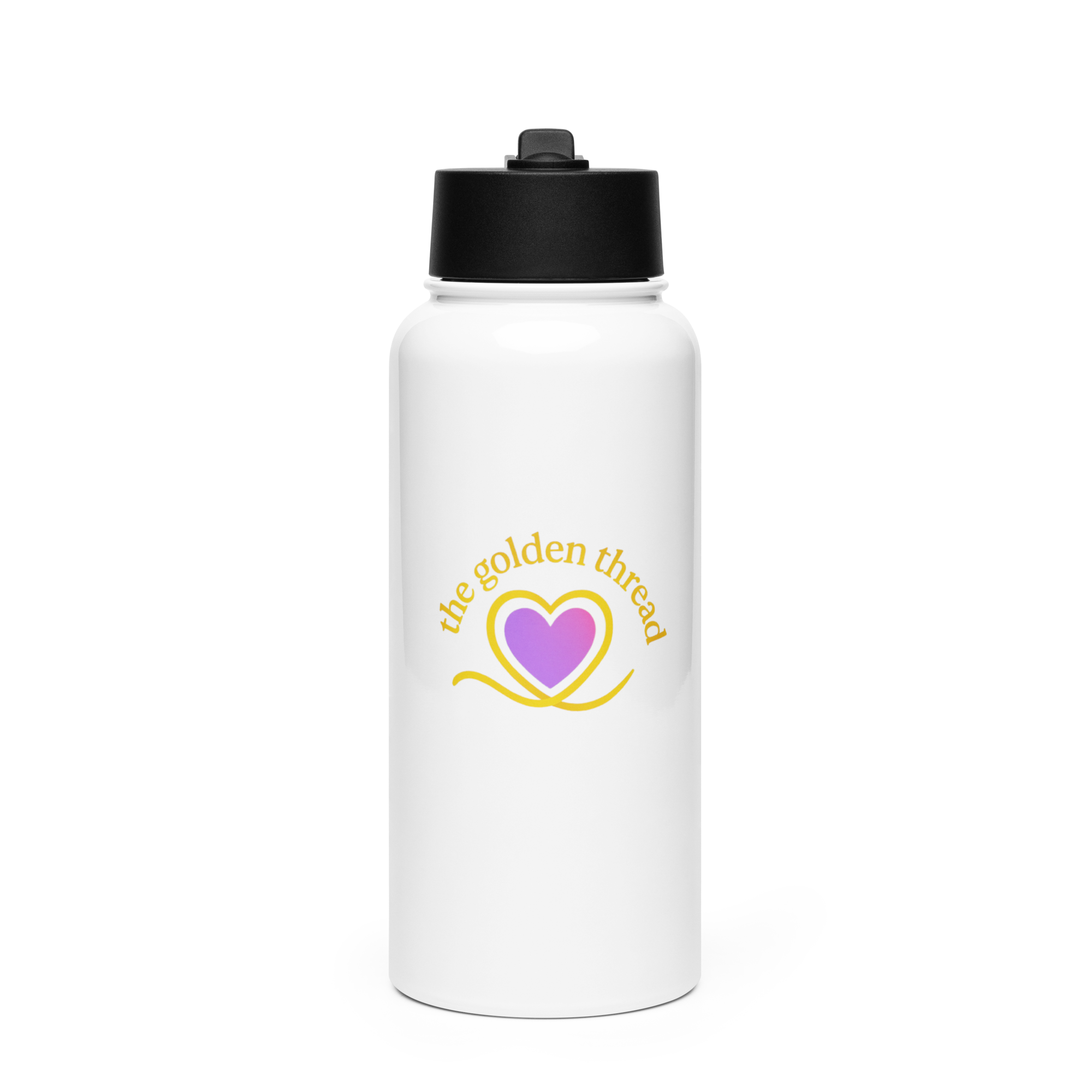 stainless steel water bottle (with a straw lid)