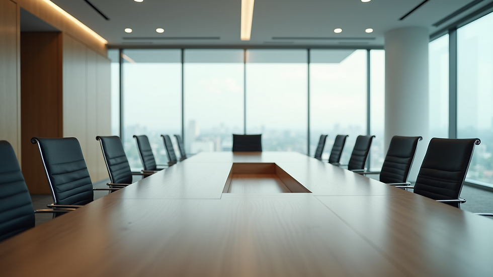 High angle view of a serene office meeting room