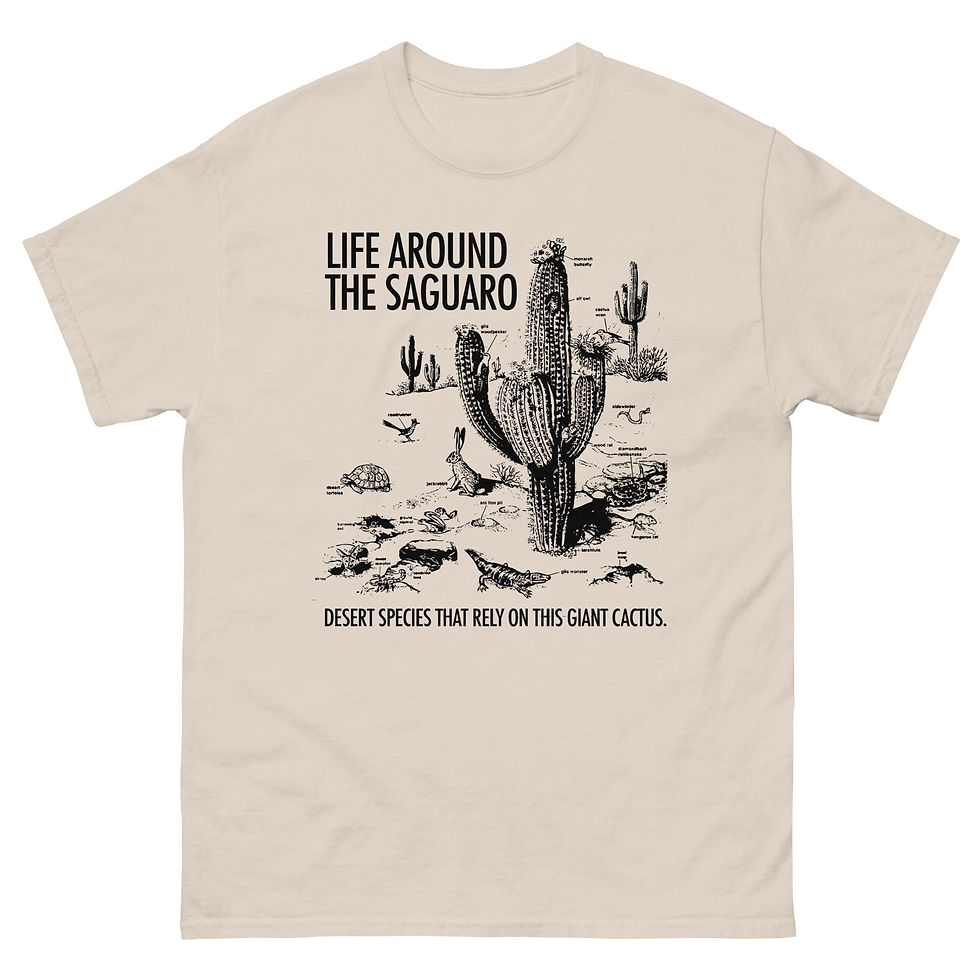 Thumbnail: Life Around the Saguaro – Desert Wildlife Field Guide Tee- Unisex Classic Tee