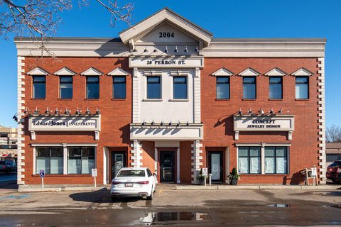 Rear building entrance at 20 Perron Street, St Albert, AB