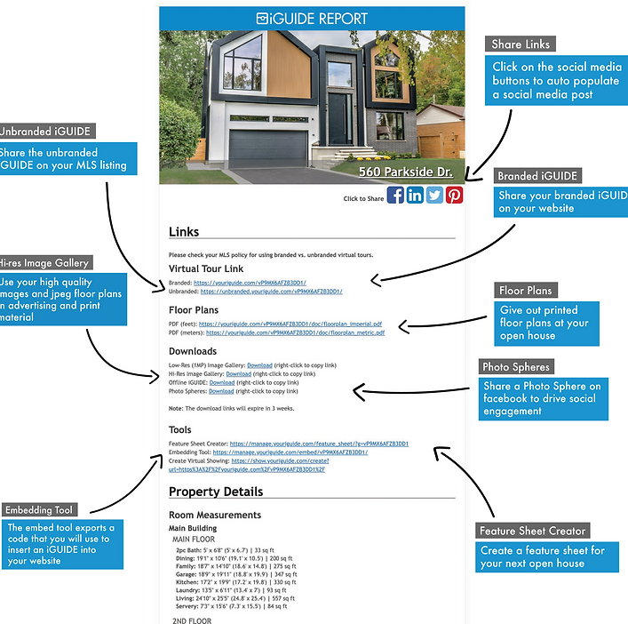 iGUIDE REPORT, 360 Parkside Dr. modern house, virtual tour features.
