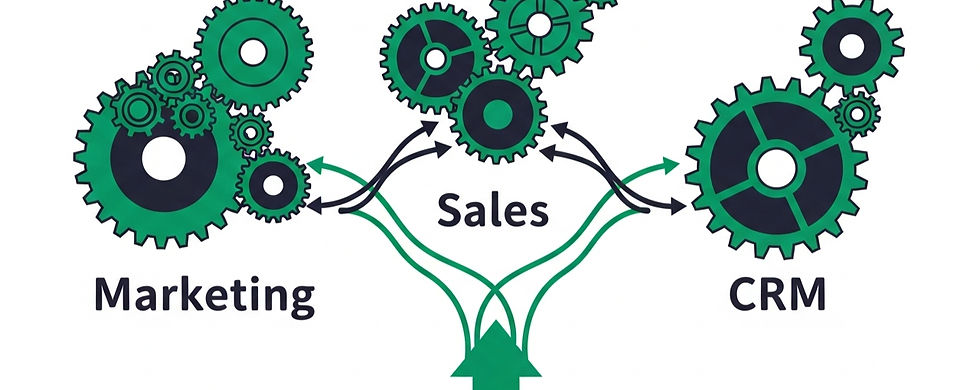 Marketing, sales and CRM alignment concept